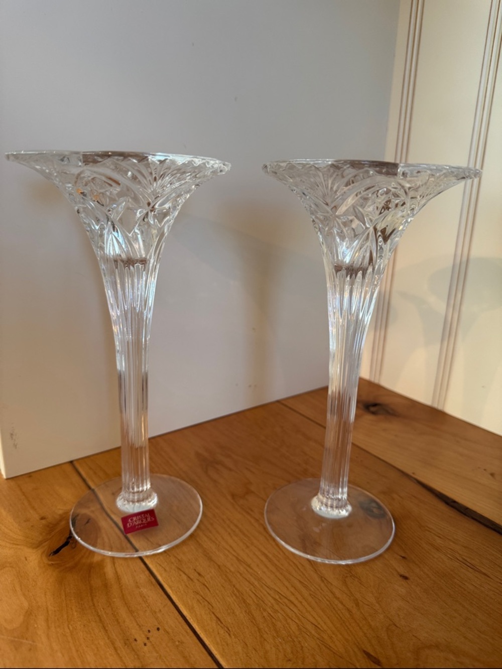 Clear Crystal Candlesticks- Pair